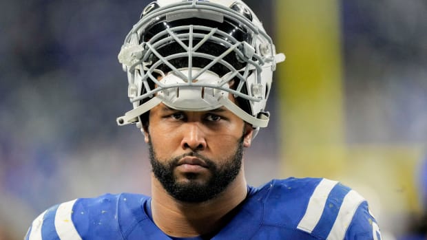 Indianapolis Colts defensive tackle DeForest Buckner (99) leaves the field Tuesday, Dec. 27, 2022, after losing a game 20-3 against the Los Angeles Chargers at Lucas Oil Stadium in Indianapolis.